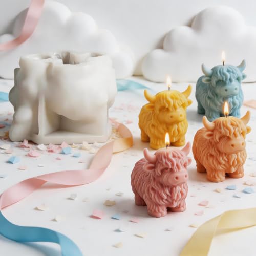 Highland Cow Silicone Molds 3D Animal Candle Soap Resin Casting DIY Craft