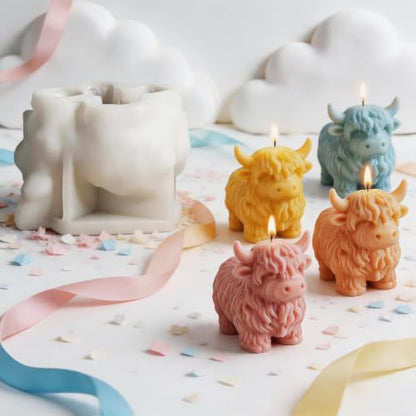 Highland Cow Silicone Molds 3D Animal Candle Soap Resin Casting DIY Craft