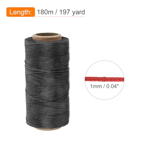 Waxed Thread 197 Yard 1mm 210D Flat Wax Thread Polyester Waxed String for Leather Sewing Hand Weaving Book Binding Home Decoration