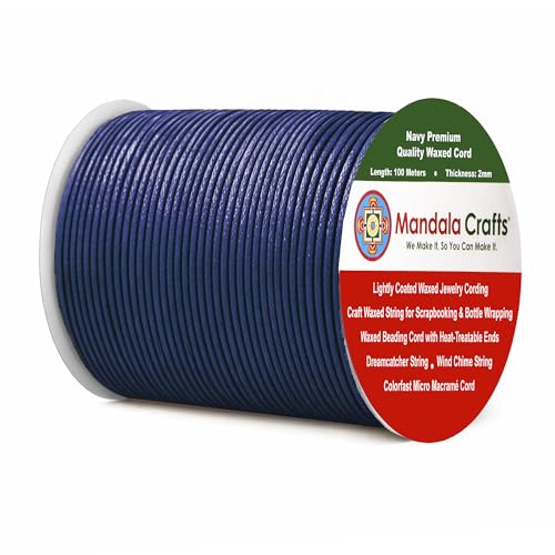 2mm Navy Blue Waxed Cord (327 Foot)