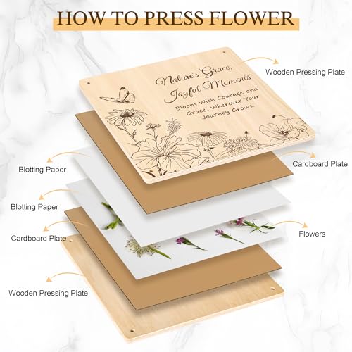 Large Flower Press Kit for Adults with Designed Cover and DIY Album