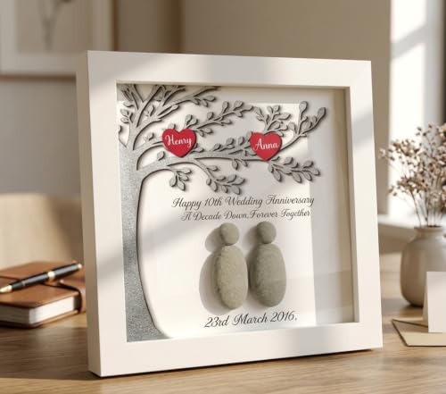 Personalized Anniversary Pebble Art Wooden Couple Sign