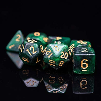 7 Die DND Dice Set Polyhedral Dice Set with a Leather Dice Bag (7 Count)