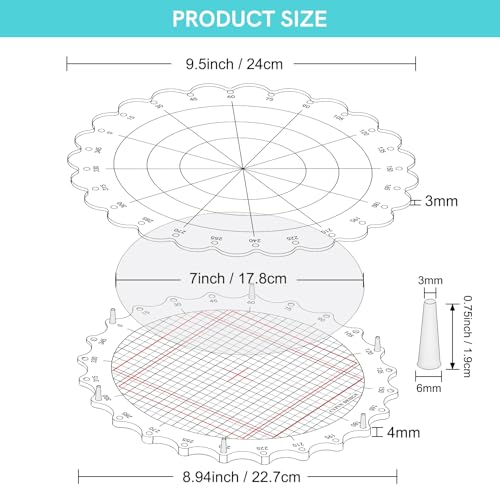 9.5inch 24cm Rotating Stamping Platform Stamp & Spin Tool for Stamping Circular Designs Stamping Positioning Tool with Lines for Scrapbooking Crafts Card Making Arts Supplies