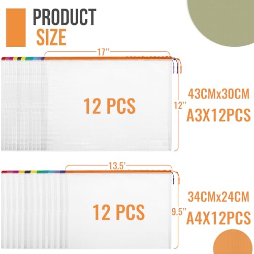 24pcs Mesh Zipper Pouch Bags