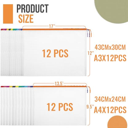 24pcs Mesh Zipper Pouch Bags