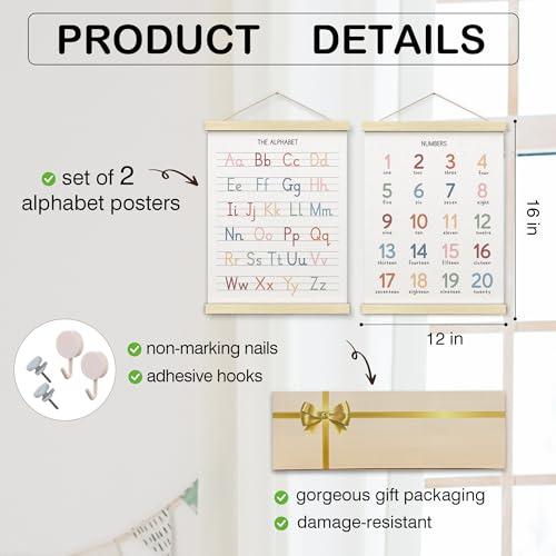 Numbers alphabet poster for Nursery Toddlers (2 Count)