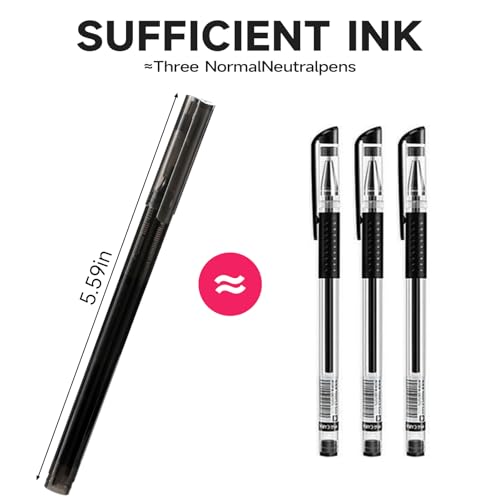 Black Fine Point Gel Pens 12Pcs 0.5mm Gel Ballpoint Pens Black Liquid Ink Pens No Smear No Bleed (12 Count)