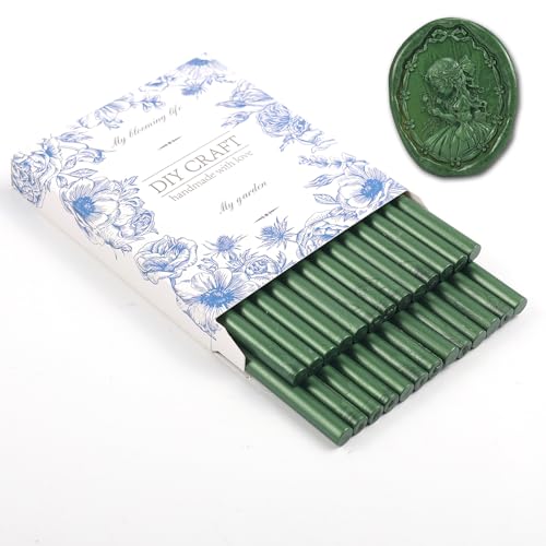 26pcs Metallic Christmas Green Wax Seal Sticks Mini Wax Seal Sticks Atronirens Sealing Wax Sticks for Wedding Invitations Envelopes Cards Christmas Package Gift Decoration