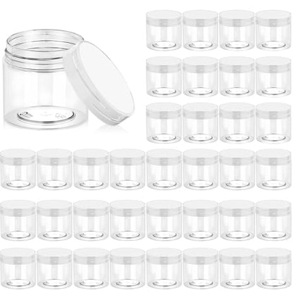 36 Pack 2 OZ Plastic Jars Clear Cosmetic Container with Lids (36 Count)