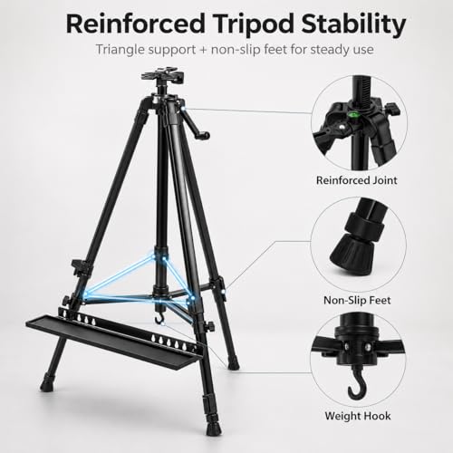 21 61 Inch Adjustable Art Easel Stand for Painting with Tray