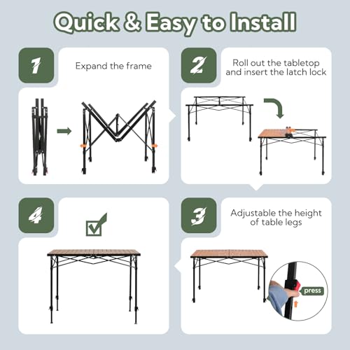 Portable Outdoor Adjustable Height Camping Table