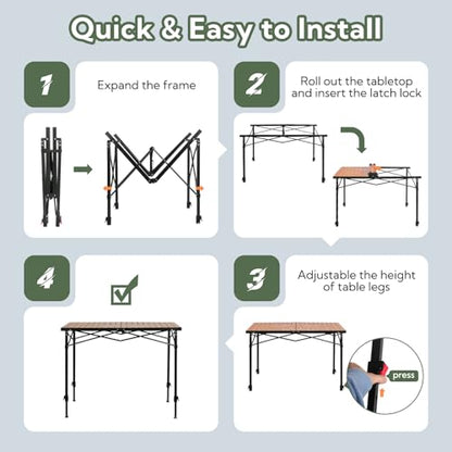 Portable Outdoor Adjustable Height Camping Table