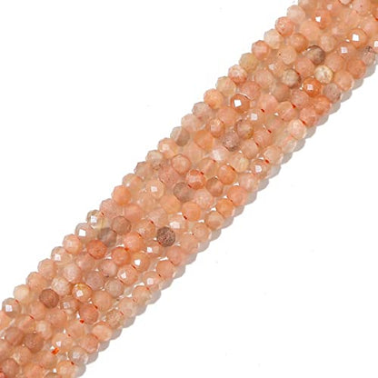 Natural Sunstone Beads 4x2mm 120pcs Faceted Rondelle Loose Semi Gemstone Beads for Jewelry Making Design (120 Count)