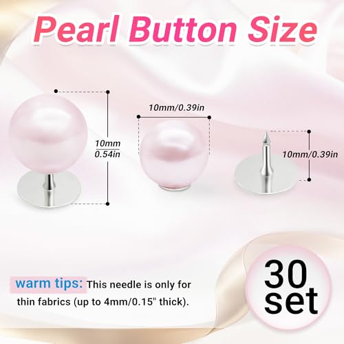 30 Sets Pearl Buttons No Sew Buttons for Clothes (30 Count)