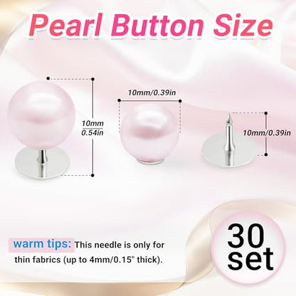 30 Sets Pearl Buttons No Sew Buttons for Clothes (30 Count)