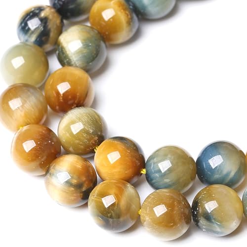 12MM Dream Blue Tiger Eye Stone Beads Natural Gemstone Round Loose Beads for Jewelry Making Bracelet Necklace 32pcs 15"