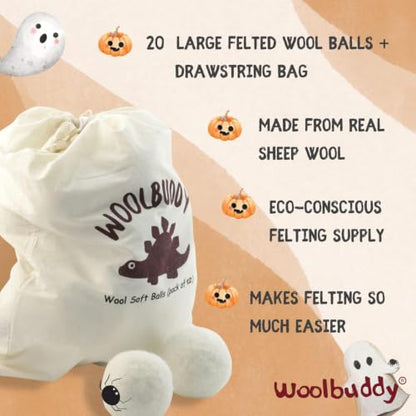 Wool Felt Balls 12 PCS for Needle Felting 3 Size