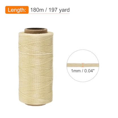 Waxed Thread 197 Yard 1mm 210D Flat Wax Thread Polyester Waxed String for Leather Sewing Hand Weaving Book Binding Home Decoration
