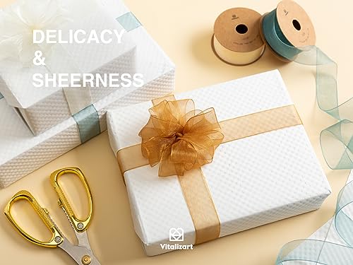 1" x 90Yd Organza Ribbon Mixed Color Sheer Ribbons Set 10 Yd x 9 Rolls Handmade for Gift Wrapping Christmas Tree Crafts Bows Wedding Invitations Wreaths Wrap (270 Foot)