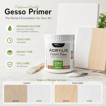 White Heavy Gesso Primer for Acrylic Painting (28.2 Ounce)
