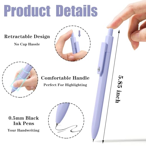 Gel Pens 0.5mm Quick Dry Black Ink Fine Point Smooth Writing Pens for Office School Supplies Stocking Stuffers for Women Girls Nurse Teacher