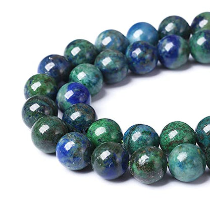 12mm 31pcs Natural Gemstone Beads Lapis Lazuli Chrysocolla Phoenix Stone Round Loose Beads for Jewelry Making DIY Bracelet Necklace (16 Count)