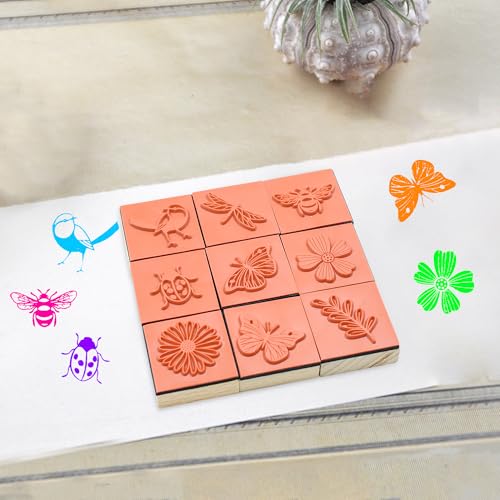 9 PCS Vintage Wooden Rubber Stamps (9 Count)