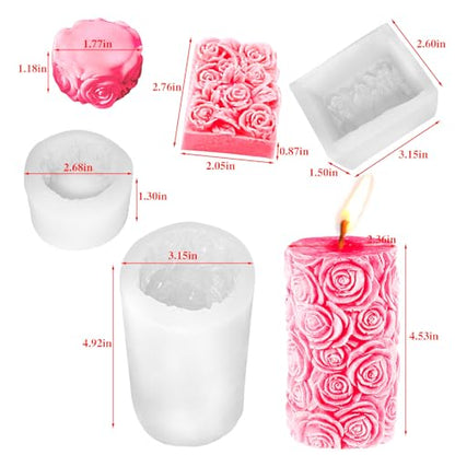 3PCS Rose Molds Silicone Candle Molds