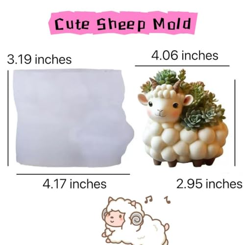 Animal Resin Molds Silicone 3D Cute Sheep Epoxy Resin Plaster Candle Holder Wax Molds for Candle Making