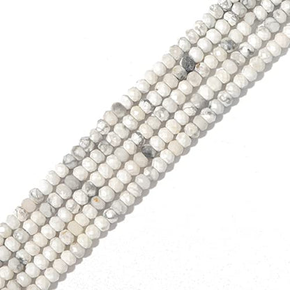 Natural White Howlite Beads 4x2mm 120pcs Faceted Rondelle Loose Semi Gemstone Beads for Jewelry Making Design (120 Count)