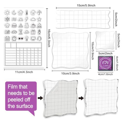 6Pcs Diary Journal Clear Stamps for Card Making