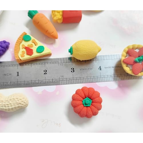 46PCS Mini Cute Fun 3D Food Erasers for Kids Bulk (46 Count)