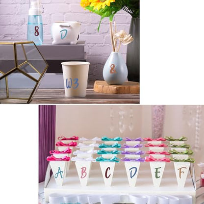 576 Pcs 8 Sheets Letters Stickers Vinyl Alphabet Number Decals Back to School Supplies for Water Bottles Cups Mailbox Scrapbooking Bulletin Board Classroom Decor (8 Count)
