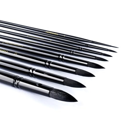 8pcs Round Watercolor Paint Brush Set Goat Hair for Watercolors (8 Count)