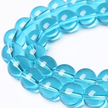 6MM Lake Blue Glass Beads Natural Gemstone Round Loose Stone Beads for Jewelry and Bracelets Making 60pcs 1 Strands 16"
