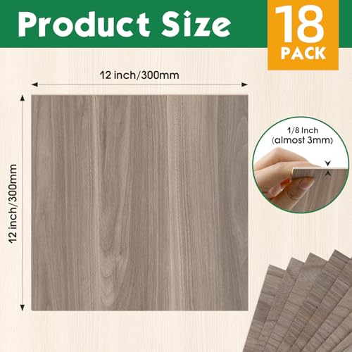 18 Pack Walnut Plywood Sheets 12x12x1 (18 Count)