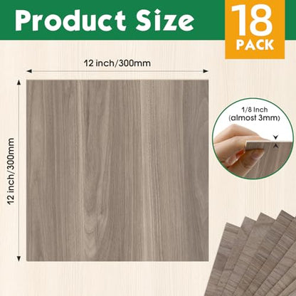 18 Pack Walnut Plywood Sheets 12x12x1 (18 Count)