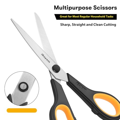 8.5" Heavy Duty Black Scissors for Office School Classroom Home Use (3 Count)