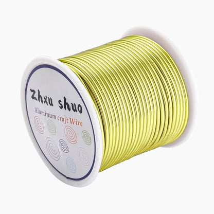 12 Gauge(2mm) Aluminum Wire 35 Yards Anodized Metal Wire for Bonsai Armature Crafting Sculpting Jewelry Craft Making Beading Floral (Yellow, 12 Gauge) (105 Foot)