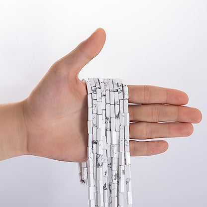 Natural White Turquoise Rectangle Tube Beads 4x13mm 38cm (28 Count)