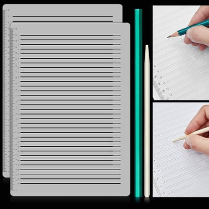 2 Pack Straight Line Stencil for Journaling Writing (4 Count)