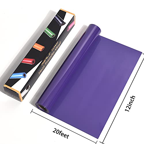 RENLITONG Purple Iron on Vinyl 12Inch by 20ft Roll Heat Transfer Vinyl for T