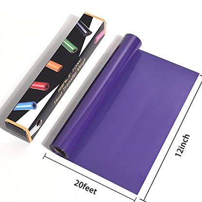 RENLITONG Purple Iron on Vinyl 12Inch by 20ft Roll Heat Transfer Vinyl for T