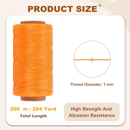 284 Yard Flat Waxed Thread 150D 1mm Leather Sewing Cord for Repairing Shoes Bags Wallets Jewelry Making DIY Leather Craft