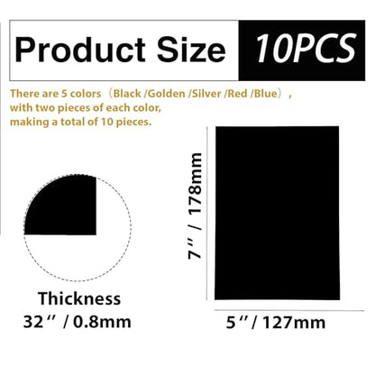10Pcs 5 Color Anodized Aluminum Sheets (2 Sq Ft)