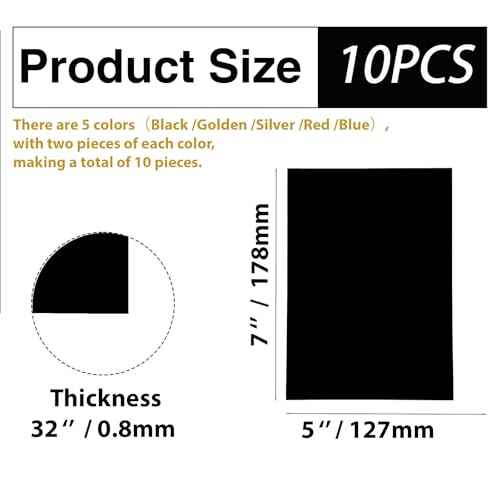10Pcs 5 Color Anodized Aluminum Sheets (2 Sq Ft)