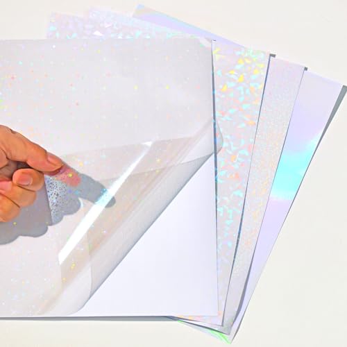 36 Sheets Holographic Laminate Sheets Clear Self Adhesive Sticker Paper (36 Count)