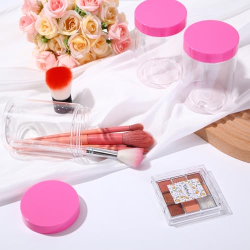 12 Pack 10 oz Plastic Container Jars with Lids Round Clear Travel Cosmetic Container Slime Jars for Toiletries (12 Count)