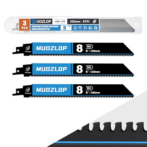 3Pack 9inch 8TPI High Reciprocating Saw Blades